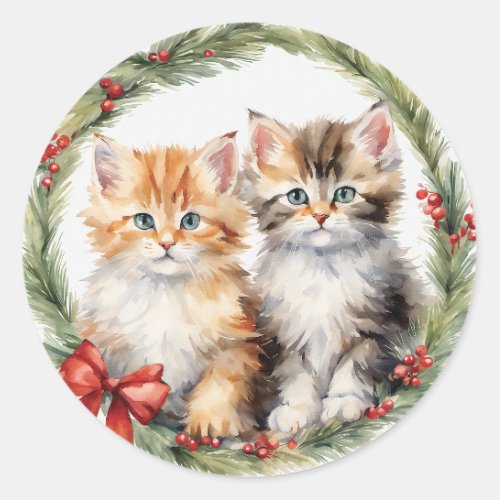 Kitten Christmas Ornaments Classic Round Sticker
