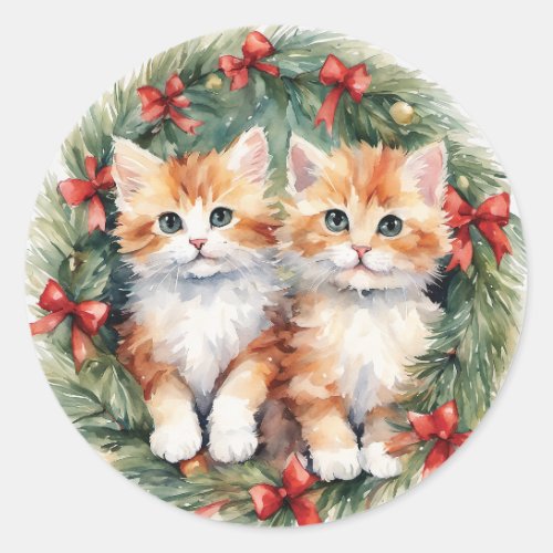 Kitten Christmas Ornaments Classic Round Sticker
