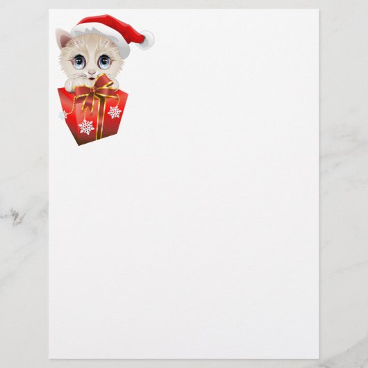 Kitten Christmas Santa with Gift (Front)