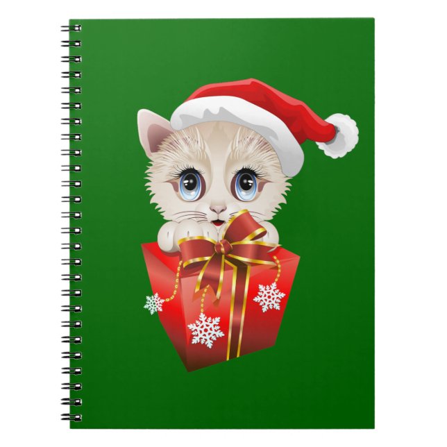 Kitten Christmas Santa with Gift Notebook (Front)