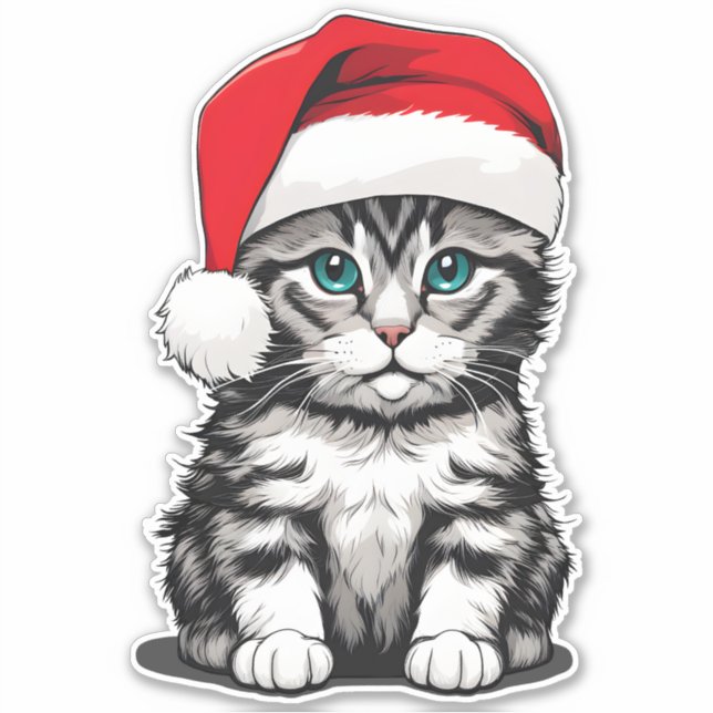 Kitten Christmas Sticker (Front)