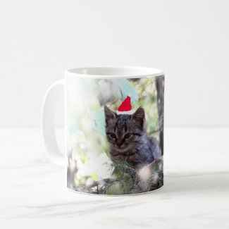 Kitten Christmas time  Classic White Mug