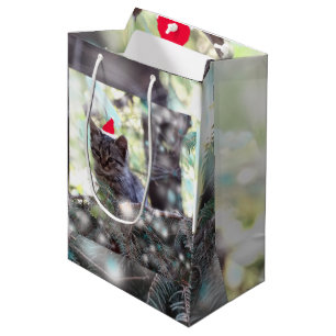 Kitten Christmas time Gift Bag - Medium, Matte