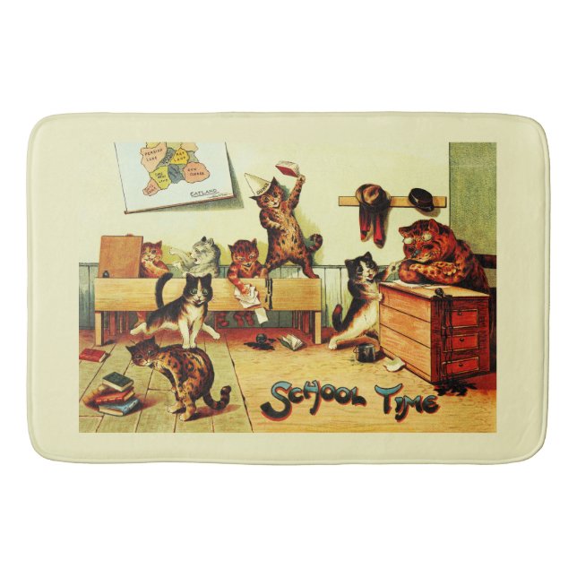 Kitten Classroom Chaos Louis Wain Bath Mat (Front)