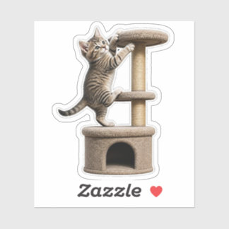 Kitten Climbing Cat Tree Sticker