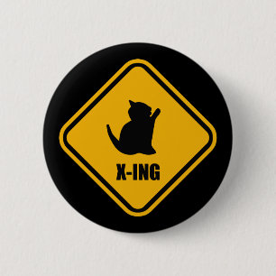 Kitten Crossing Cat Lover Street Sign Button