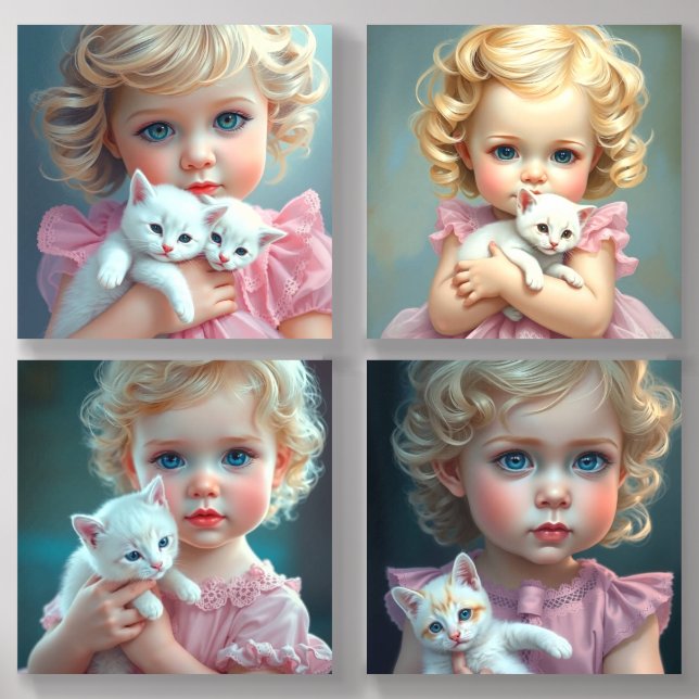  Kitten Cuddles Acrylic Photo Tile (Front Set)