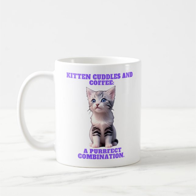 Kitten Cuddles and Coffee Mug. Coffee Mug (Left)