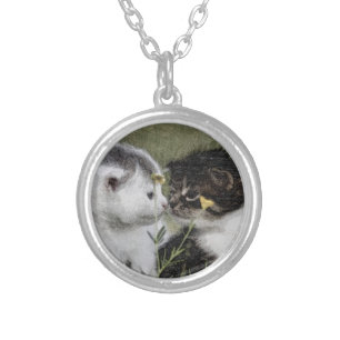 Kitten, Cute, Nature Silver Plated Necklace