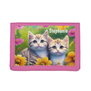 Kitten Cute Personalized Girly Name Tri-fold Wallet