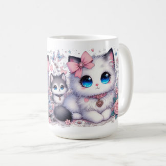 Kitten Cuteness Overload: Sparkling-Eyed Cat & dog Coffee Mug