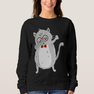 Kitten Dab I Grey Cat with Glasses I Dabbing Cats Sweatshirt