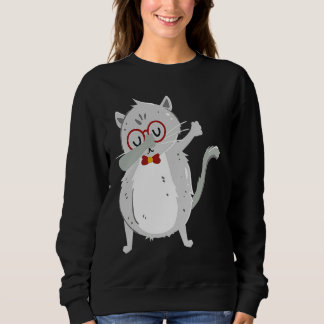 Kitten Dab I Grey Cat with Glasses I Dabbing Cats Sweatshirt