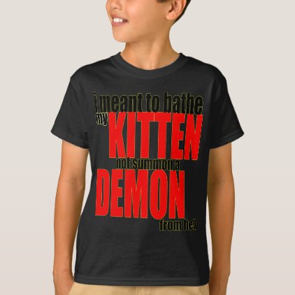 kitten demon hell summon bathe bathing catperson c T-Shirt