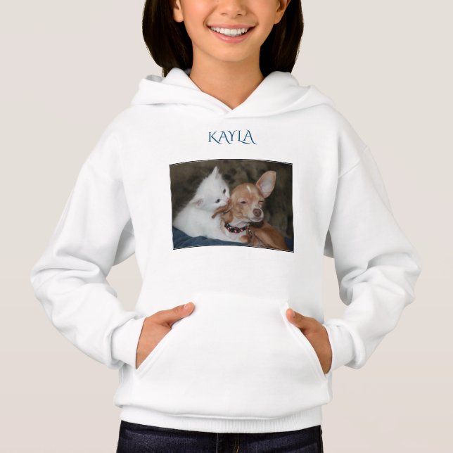 kitten/dog hoodie with personalized name. (Front)