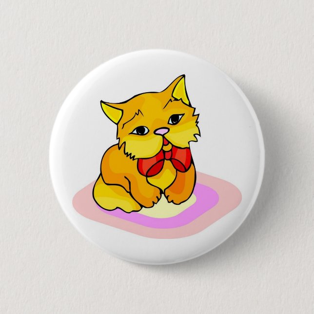 Kitten Drawing Pinback Button (Front)