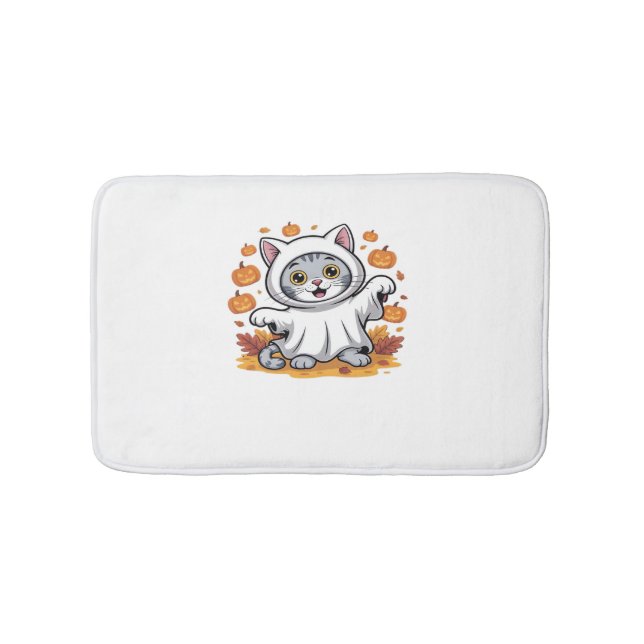 Kitten dressed as a ghost for Halloween Classic T- Bath Mat (Front)