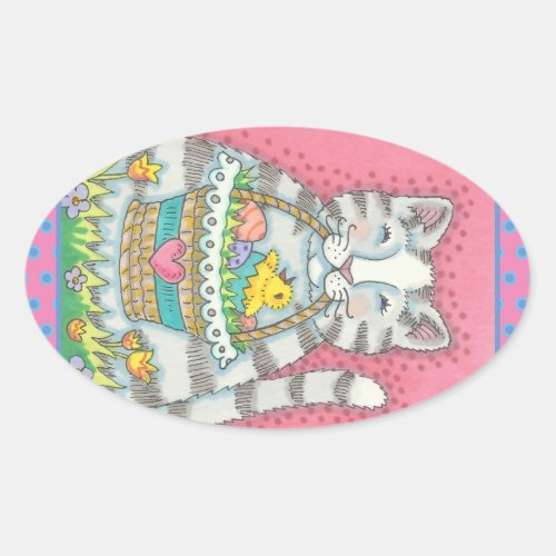 KITTEN   EASTER EGG BASKET CAT STICKERS Sheet