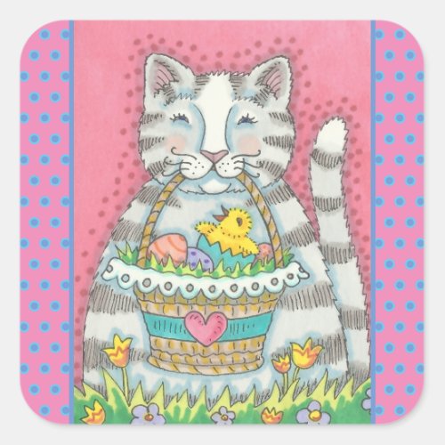 KITTEN   EASTER EGG BASKET CAT STICKERS Sheet