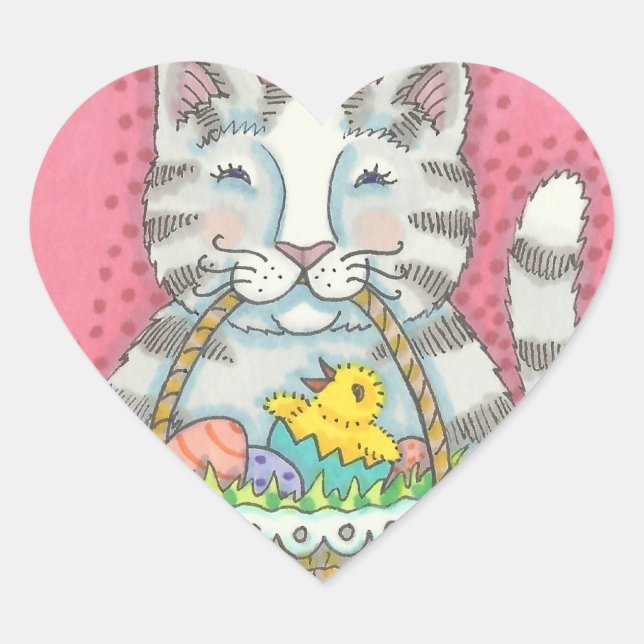 KITTEN &  EASTER EGG BASKET, CAT STICKERS Sheet (Front)