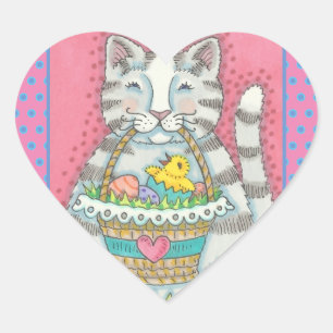 KITTEN & EASTER EGG BASKET, CAT STICKERS Sheet