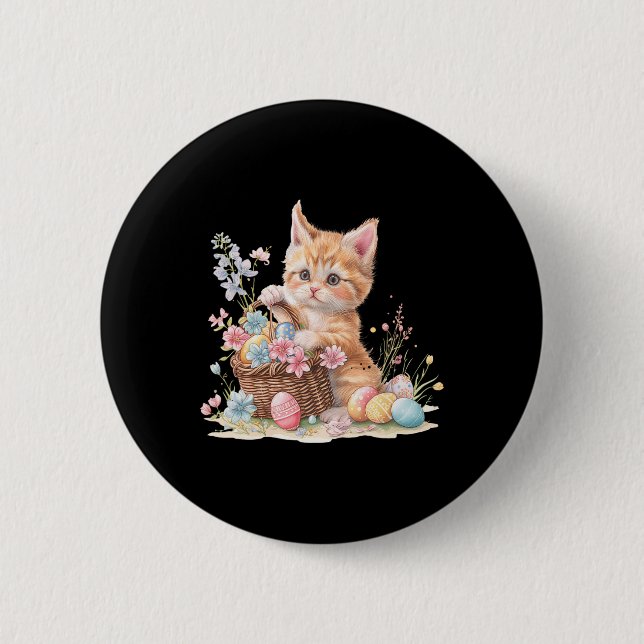 Kitten Easter Kitten Eggs Artwork  Button (Front)