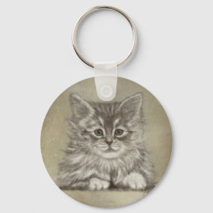 Kitten Face Beautiful Cat Digital Painting Keychain