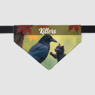 Kitten Fantasy of Cats and Crows Pet Bandana Collar