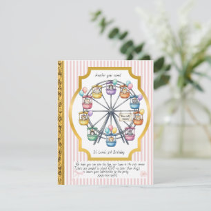 Kitten Ferris Wheel Birthday Digital Download Invitation