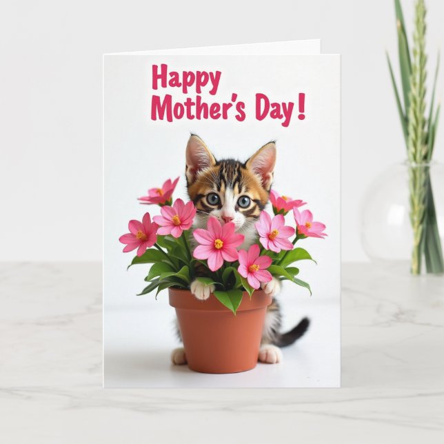 Kitten Floral Mothers Day Card (Front)