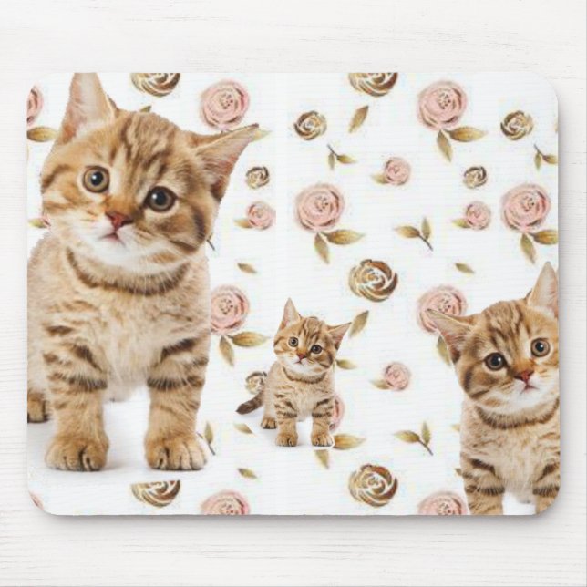 Kitten Floral Mouse Pad! Mouse Pad (Front)