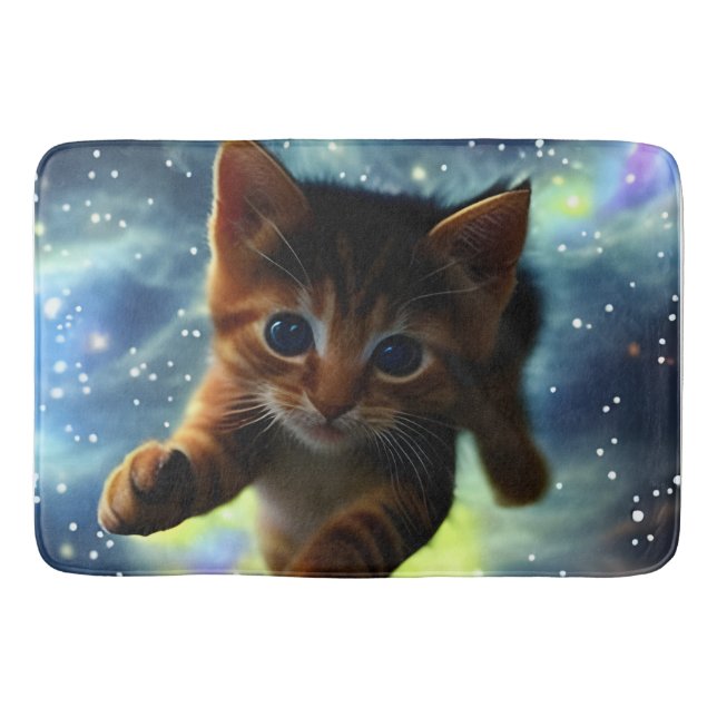 Kitten Flying In Space  Bath Mat (Front)