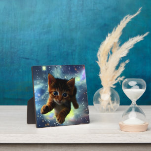 Kitten Flying In Space Plaque