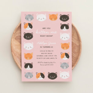 Kitten Girl Birthday Party Invitation