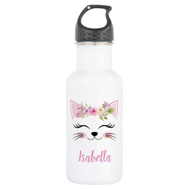 Kitten head water bottle personalized (Front)