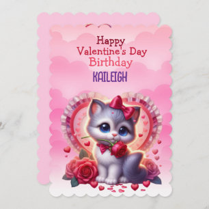 Kitten Heart Birthday Valentine's Day Holiday Card