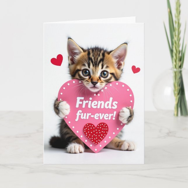Kitten Heart Fur Ever Friends Card (Front)