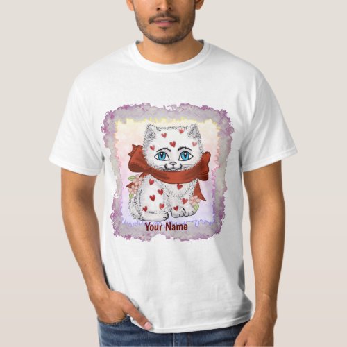 Kitten Hearts Valentine custom name T_Shirt