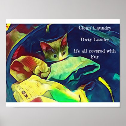 Kitten Helps with Laundry Poster