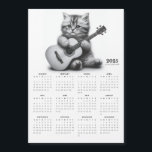 Kitten Holding Acoustic Guitar Magnetic Calendar<br><div class="desc">Bring artistic charm to your year with this elegant 2025 magnetic calendar featuring a beautifully detailed black-and-white drawing of a cat holding a guitar preparing to play a song. Perfect for music lovers and cat enthusiasts alike, this calendar showcases all 12 months in a sleek, minimalist design. A wonderful addition...</div>