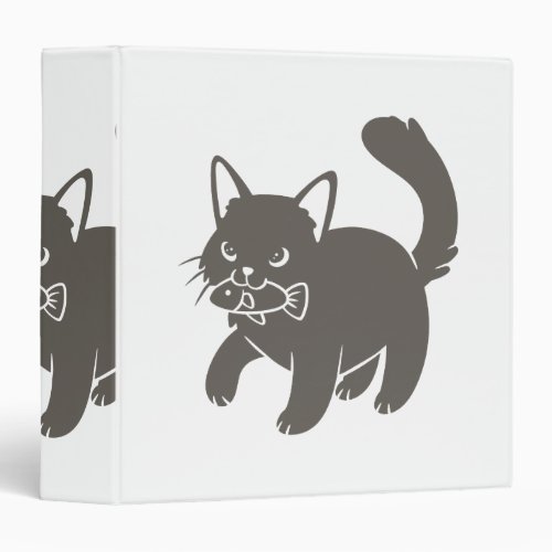 Kitten holds fish in its mouth _ Choose background 3 Ring Binder