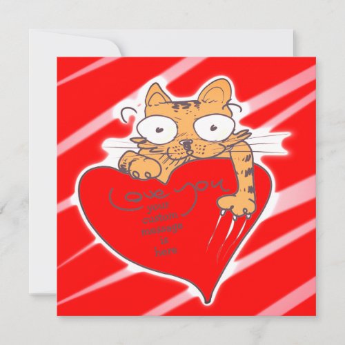 kitten holds huge heart funny cartoon