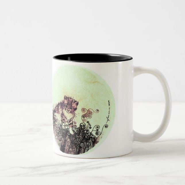 kitten honeydew Two-Tone coffee mug (Right)