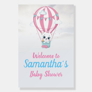 Kitten Hot Air Balloon Baby Shower Welcome Sign