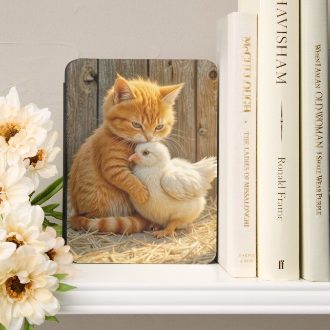 Kitten Hugging a Chick Kindle Cover (In Use (Bookshelf))
