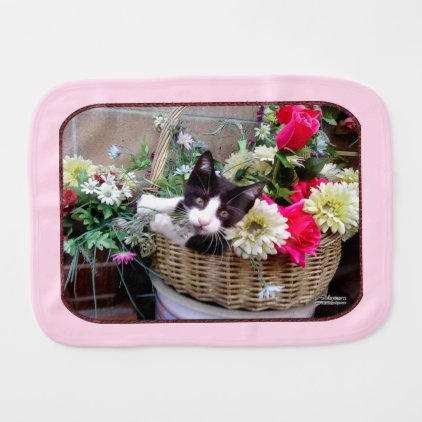 Kitten in a Basket Burp Cloth