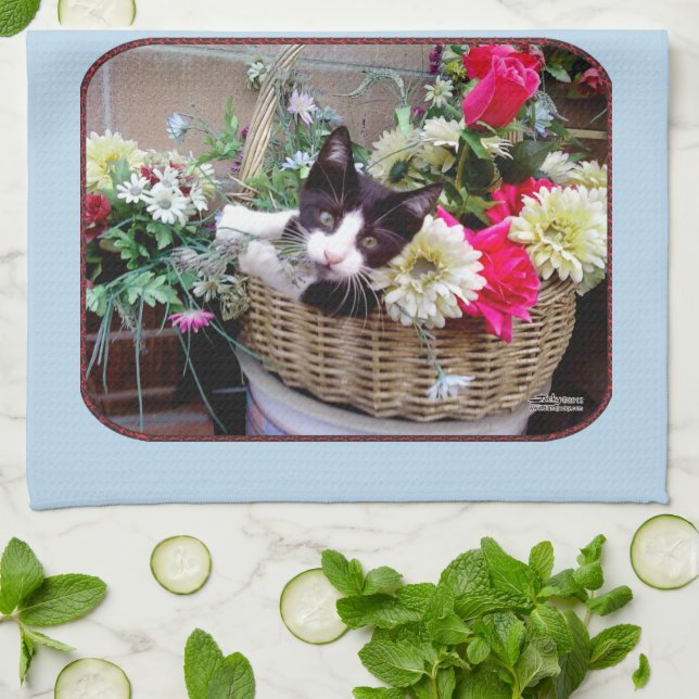 Kitten in a Basket Kitchen Towel (Folded)
