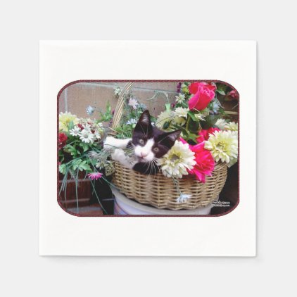 Kitten in a Basket Paper Napkin