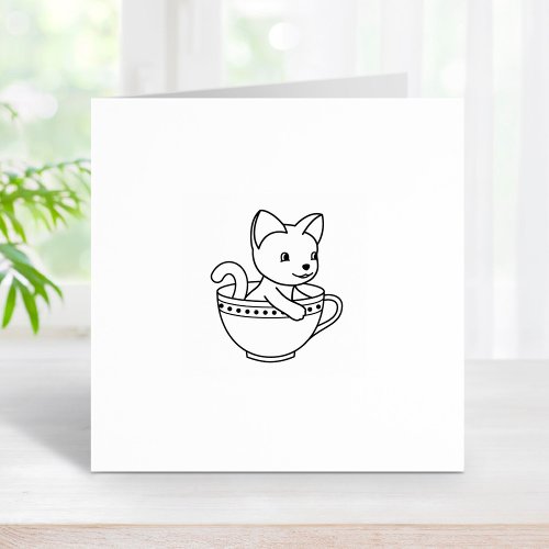 Kitten in a Cup _ Cat in a Teacup 2 Rubber Stamp