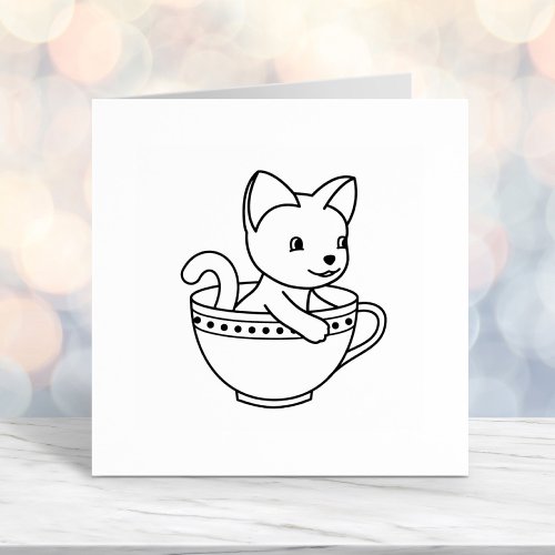 Kitten in a Cup _ Cat in a Teacup Self_inking Stamp